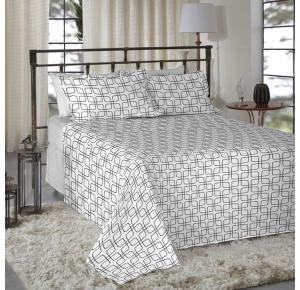 Jogo de Cama Queen Size 300 Fios Nova América - Vitor (7715-1)